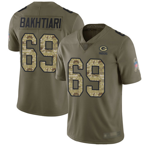 Green Bay Packers Limited Olive Camo Men #69 Bakhtiari David Jersey Nike NFL 2017 Salute to Service->youth nfl jersey->Youth Jersey